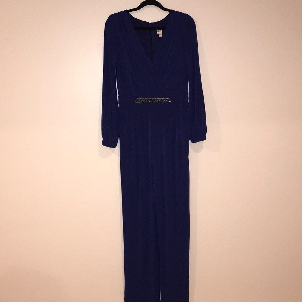 Sangria Royal Navy Blue Jumpsuit w/ beaded waist